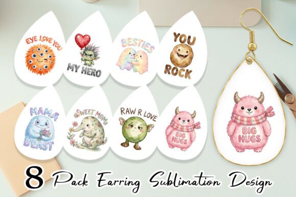 Download Watercolor Monster Momster Earring PNG - Premium Resources